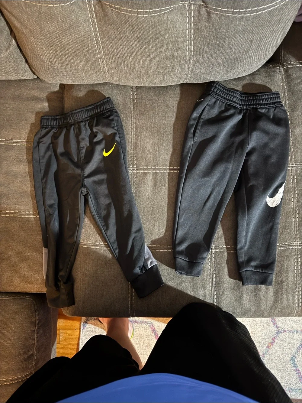 Nike Kids Black Joggers with Yellow and White Swooshes - 2 Pack